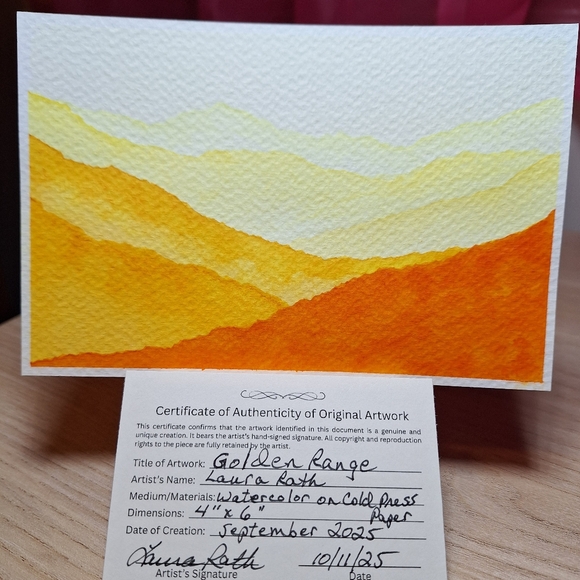 Laura Rath, Artist Other - "Golden Range" Hand-painted watercolor painting